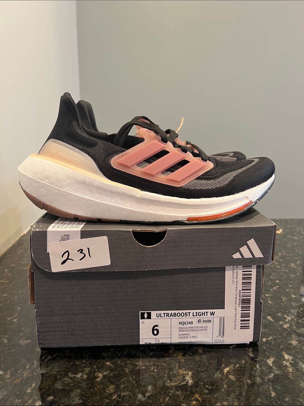 New adidas Ultraboost Light W Black with Pink Accents Running shoe 6W